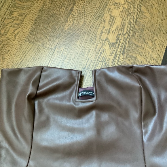 ZARA Brown Faux Leather Bodysuit Strapless Blogger Piece Size Medium BRAND NEW - Picture 8 of 12
